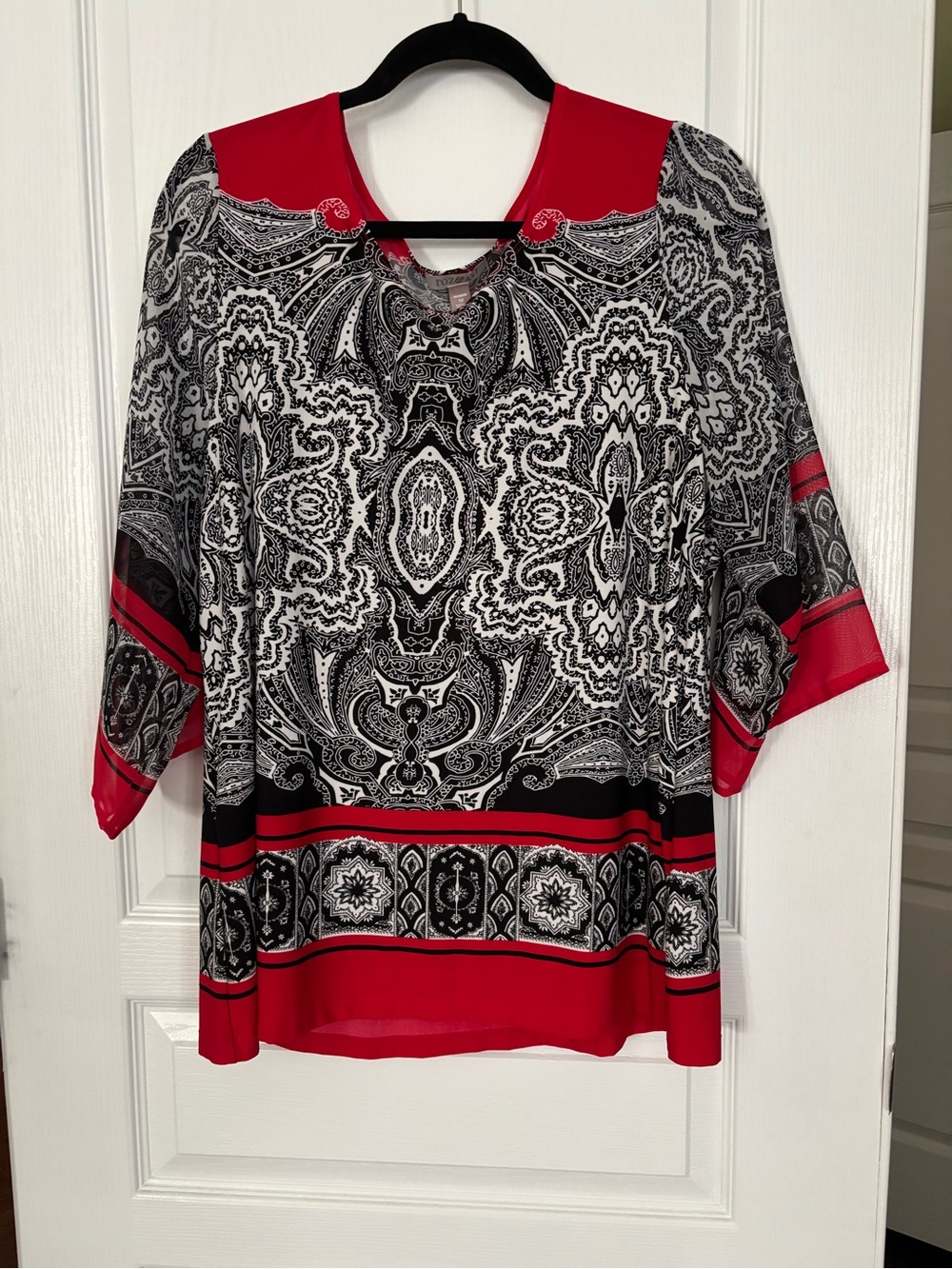 Roz & Ali Red and Black Paisley Print Tunic